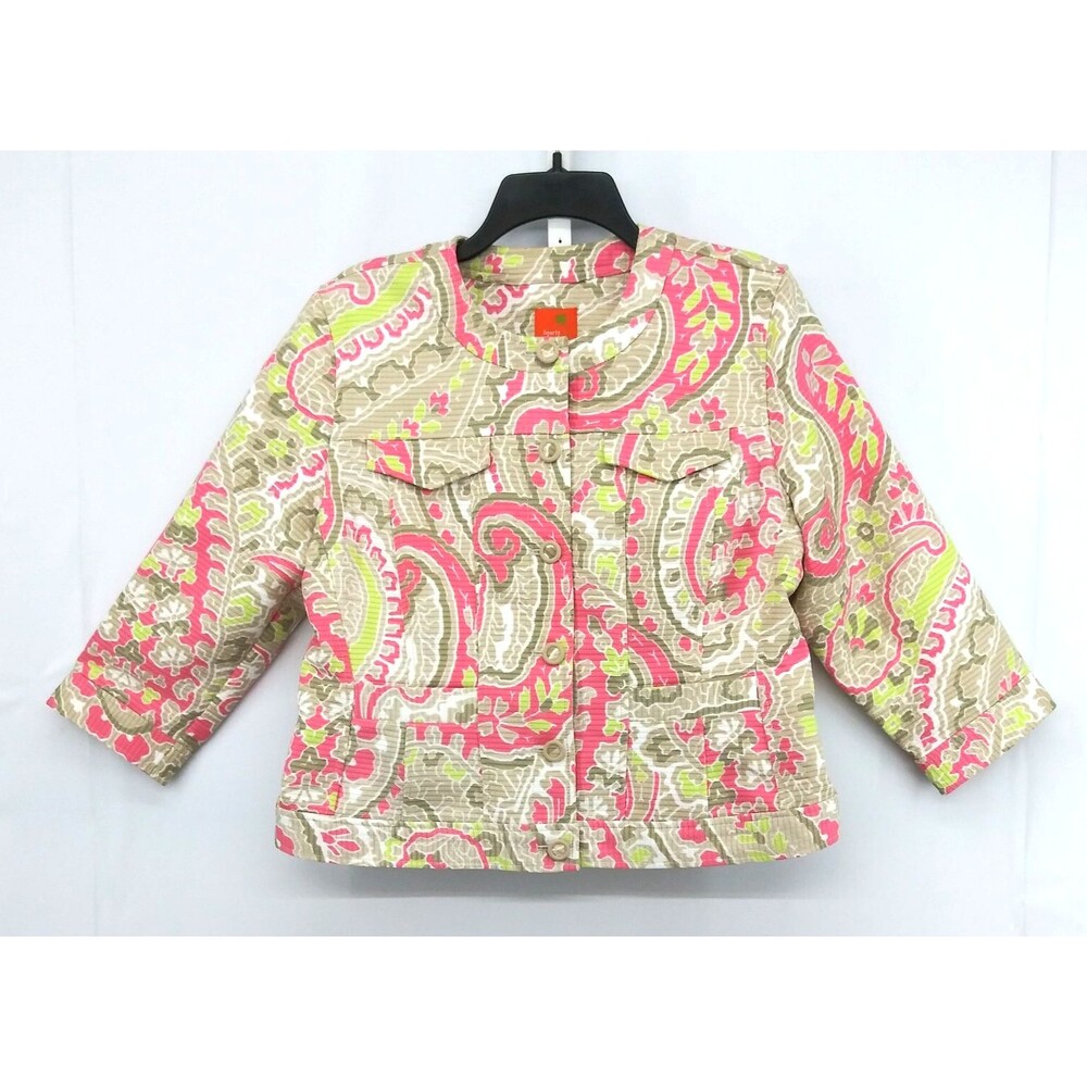 Hearts of Palms Jacket Womens Size 12 Multicolor Paisley Button Up Blazer
